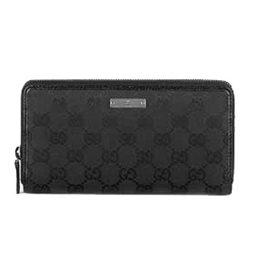 Noir Gucci Continental Marque Portefeuille Plaque De Métal Gravé